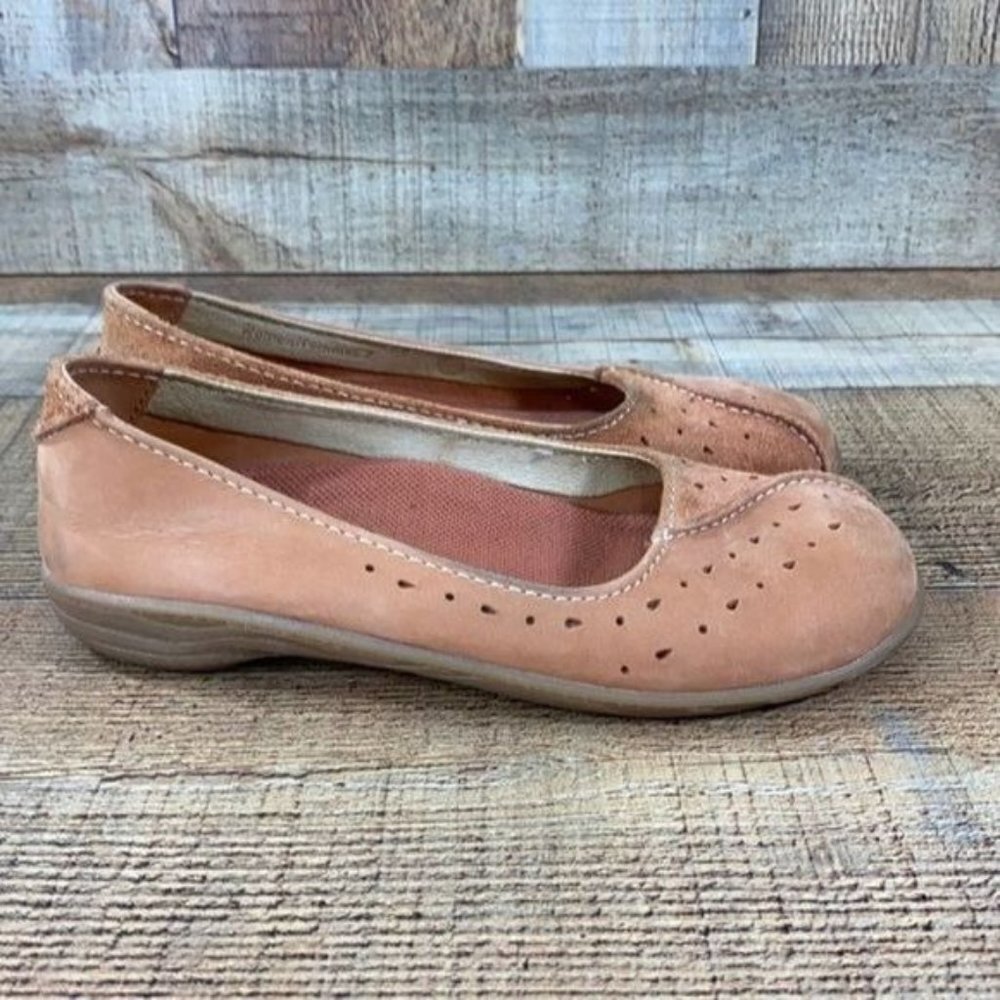 Acorn Flats Loafer Shoes Orange Perforated Leather Womens 7 Comfort Slip On Flat